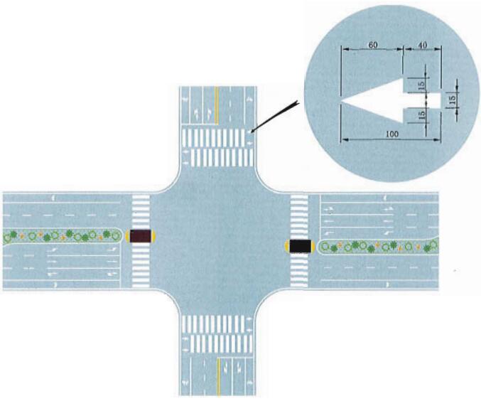 行人左右分道的人行横道线标志图解